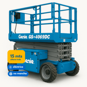 Elevador tijera eléctrico Genie GS-4069 de 14 metros con ruedas anchas para terrenos irregulares