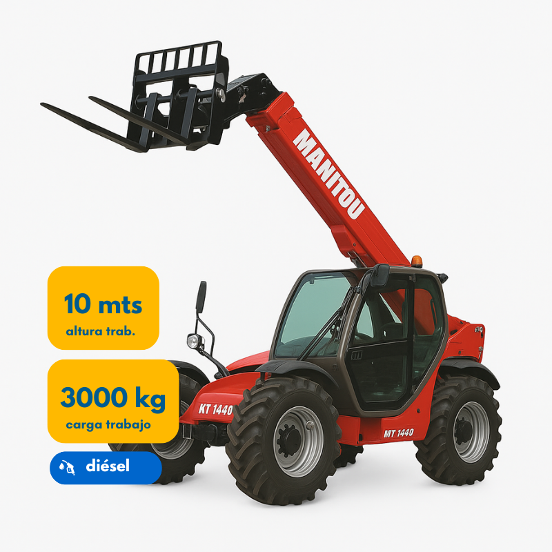 Manipulador telescópico Manitou MT 1030 de 10 metros, ideal para faenas agrícolas y construcción