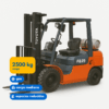 Grúa horquilla Toyota FG25 a gas GLP con capacidad de 2.500 kg para faenas industriales y agrícolas