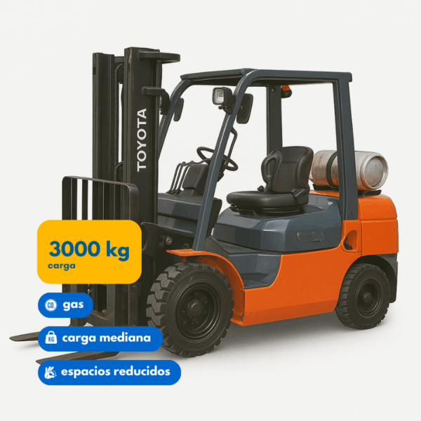 Grúa horquilla Toyota FG30 a gas GLP con capacidad de 3 toneladas para faenas exigentes