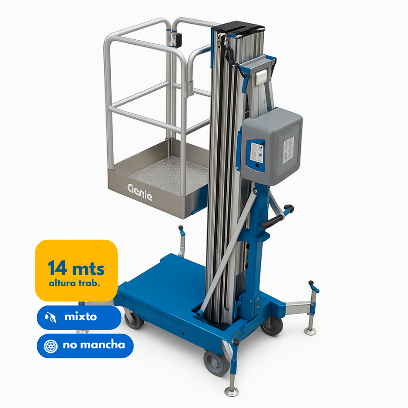 Elevador unipersonal Genie AWP-40 mixto eléctrico/manual con alcance de 14 metros